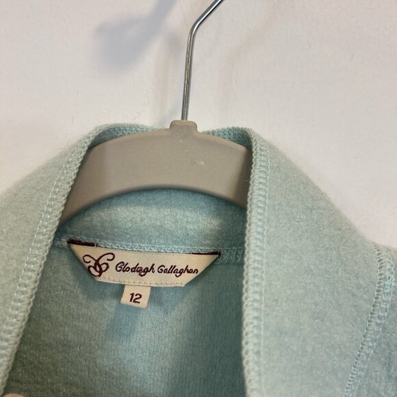 Clodagh Callaghan Size 12 Light Blue 100% Boiled Wool Button Front Blazer Jacket - Picture 4 of 11